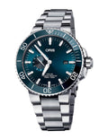 Oris Aquis Small seconds Herenhorloge 46mm met blauwe wijzerplaat en roestvrijstalen band, Swiss Made duikhorloge voor heren.