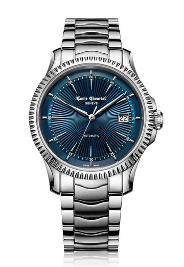 EMILE CHOURIET Men's Automatic Stainless Steel Blue Dial 40mm