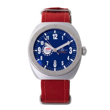 MONTRES DE LUXE Blue Dial, Red Textile Strap 42mm