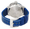 TW Steel CS112 45mm Canteen horloge met blauwe lederen band en roestvrijstalen kast, achteraanzicht van het herenhorloge.