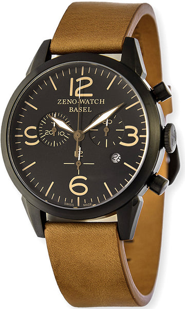 ZENO Man's Black Steel Vintage Chronometer 42mm