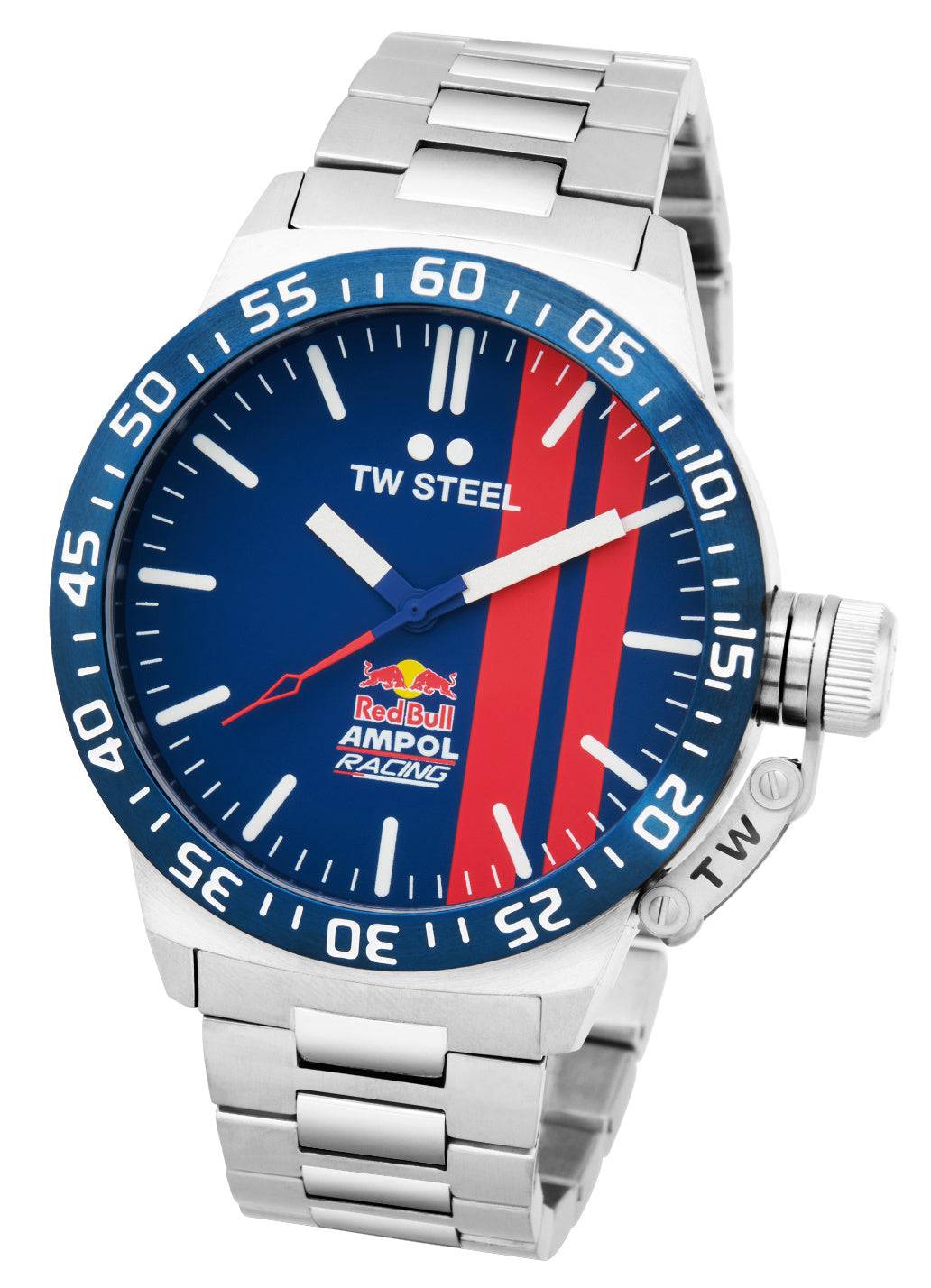 TW Steel CS111 Canteen Herenhorloge 45 mm met Red Bull Ampol Racing design en roestvrijstalen band. Sportief horloge voor mannen.