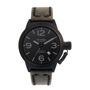 TW Steel Canteen CS116 Automatic Herenhorloge 45mm met zwart wijzerplaat en robuuste leren band. Stijlvol horloge voor moderne heren.