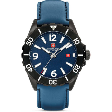 Swiss Military Hanowa Land SMWGB0000250 Carbon Peak heren horloge met blauwe wijzerplaat en leren band. Swiss Military Hanowa horloge online kopen voor stijlvolle en duurzame accessoires.