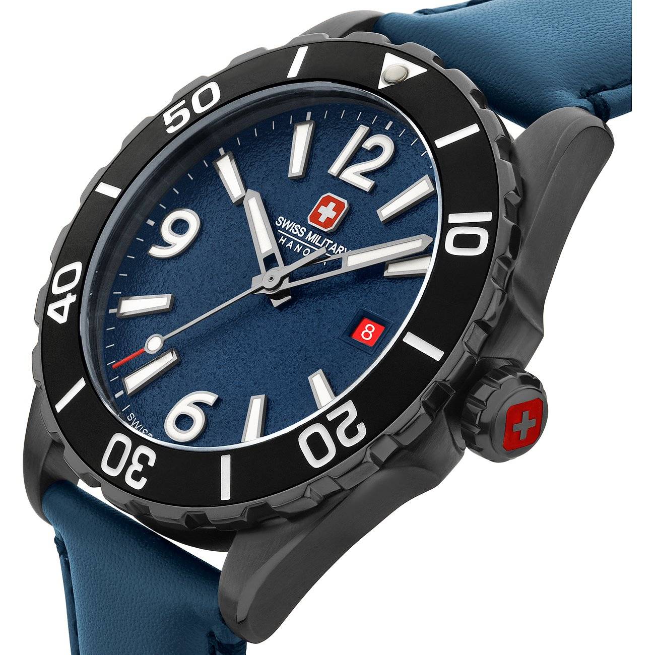 Swiss Military Hanowa Land SMWGB0000250 Carbon Peak heren horloge met blauwe wijzerplaat en zwarte lunette. Swiss Military Hanowa horloge online kopen voor stijlvolle en sportieve looks.