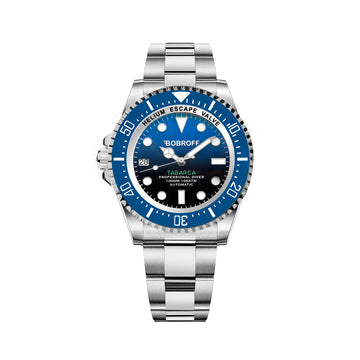 BOBROFF Man's Automatic Stainless Steel Diver Watch Blue Dial 44mm