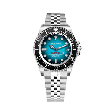 BOBROFF Man's Professional Automatic 316L Stainless Steel Blue Dial Diver Watch 44mm