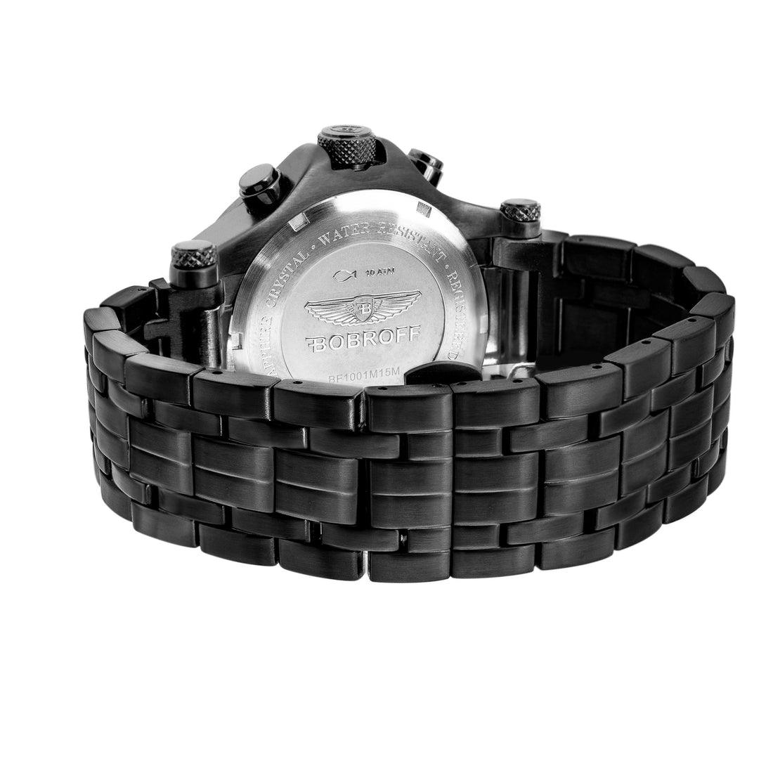 BOBROFF Man's Black Steel Watch 44mm
