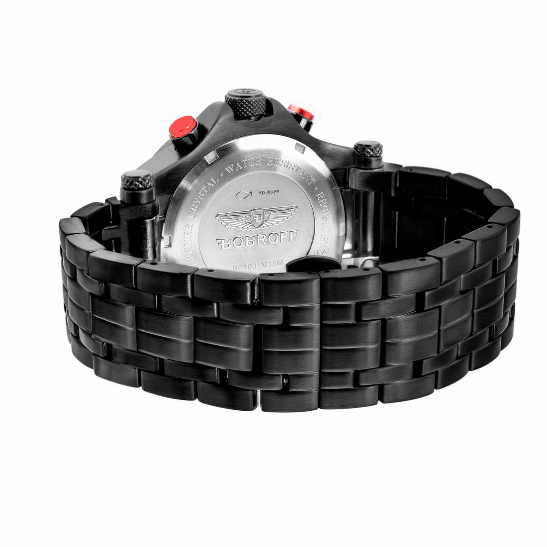 BOBROFF Men's Black Steel Quartz Watch 44mm