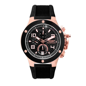 BOBROFF Man's Black Steel Quartz Watch 43mm