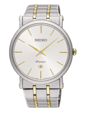 SEIKO Men's Premier Sapphire Two-Tone Steel White Dial Quartz Watch