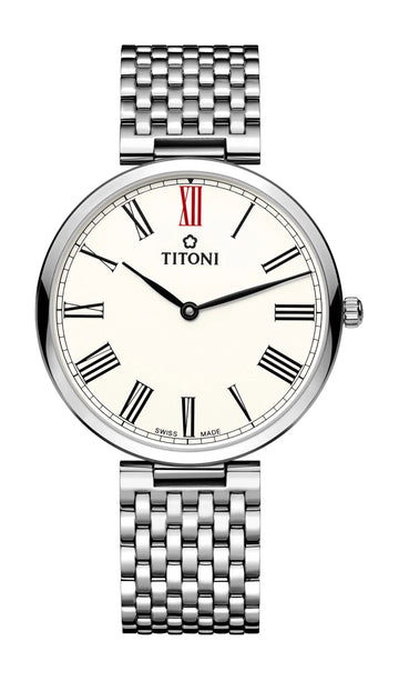 TITONI Men's Grey Stainless Steel Quartz Watch | Sapphire Crystal