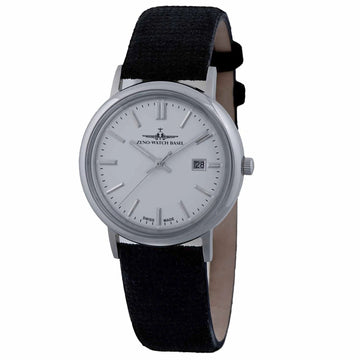 ZENO Men's Vintage Quartz Watch, 38mm Stainless Steel, Black Leather.