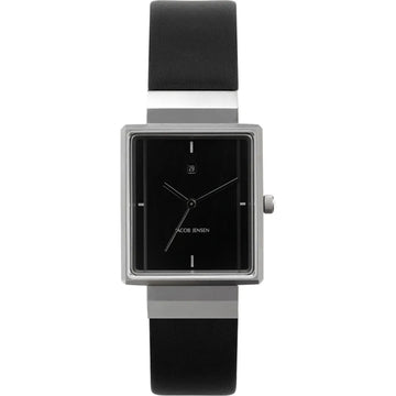 Jacob Jensen JJ895 Dimension Rectangular Dameshorloge 27mm met zwart leren bandje en minimalistisch rechthoekig design. Elegant dames horloge voor moderne stijl.
