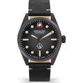 Swiss Military Hanowa Land SMWGA2100540 Horloge met zwarte wijzerplaat en leren band, heren horloge voor outdoor en dagelijks gebruik.
